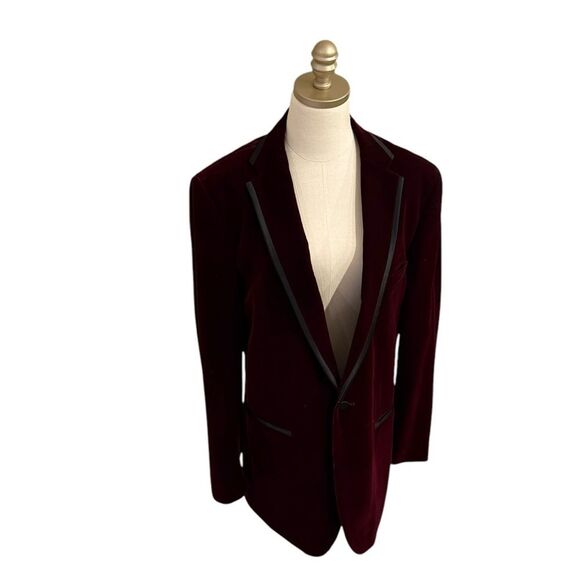 Alan Flusser Burgundy and Black trim Blazer EUC Men’s size 40 Regular Beautiful - Picture 6 of 10